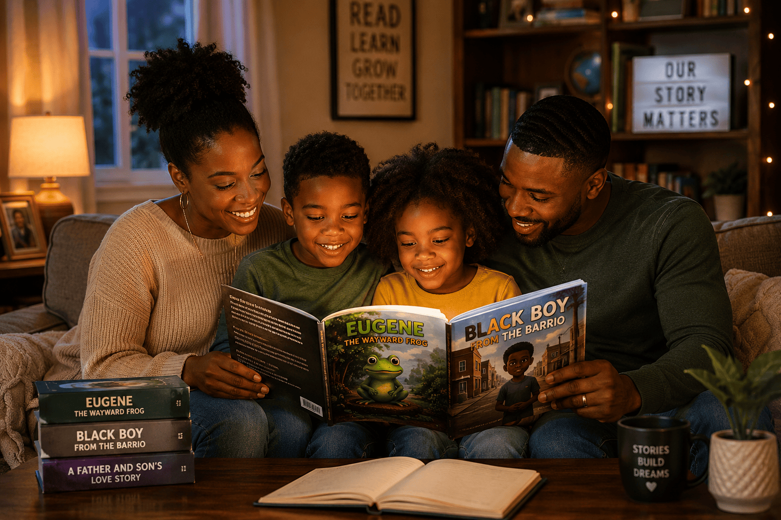 Family reading together